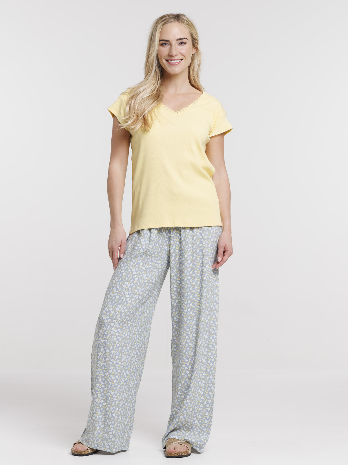 Bas de pyjama pantalon fleuri femme Bas de pyjama pantalon fleuri femme