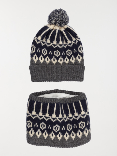  Ensemble snood ert bonnet garçon