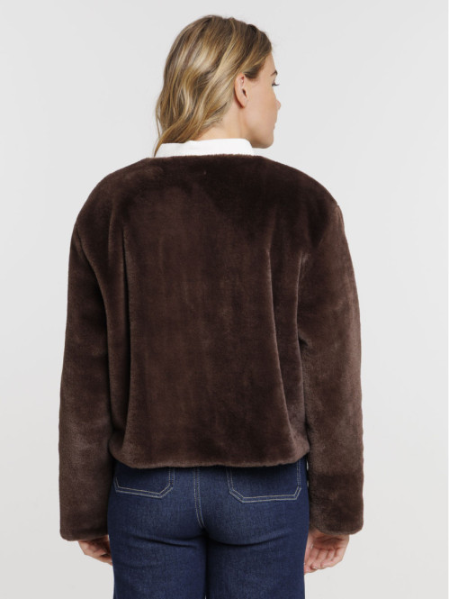 Manteau tout doux marron femme