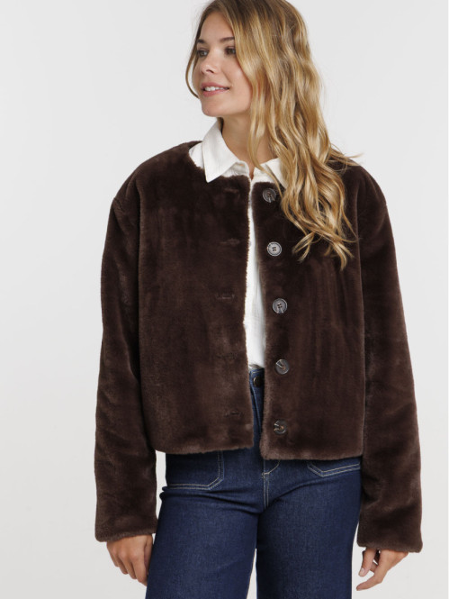 Manteau tout doux marron femme