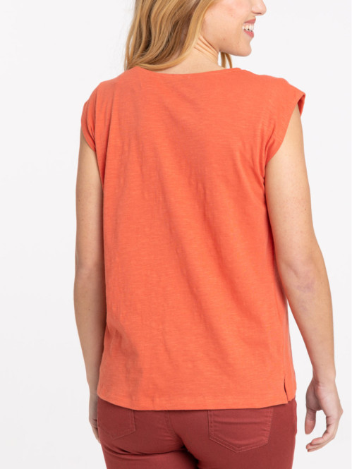 T-shirt col lacet orange...