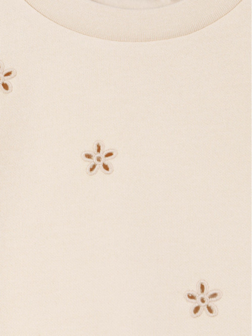 Sweat brodé beige rosé...