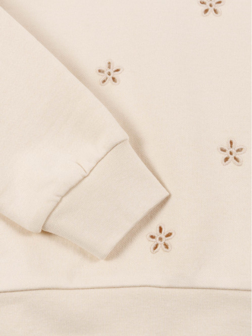 Sweat brodé beige rosé...