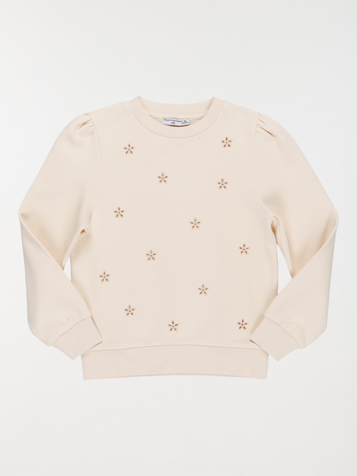 Sweat brodé beige rosé fille (3-12A)