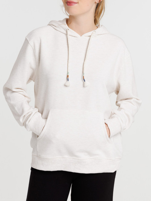 Sweat à capuche écru femme