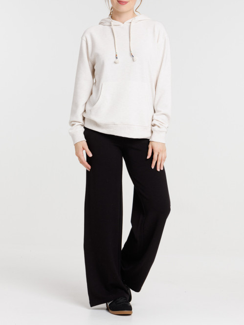 Sweat à capuche écru femme