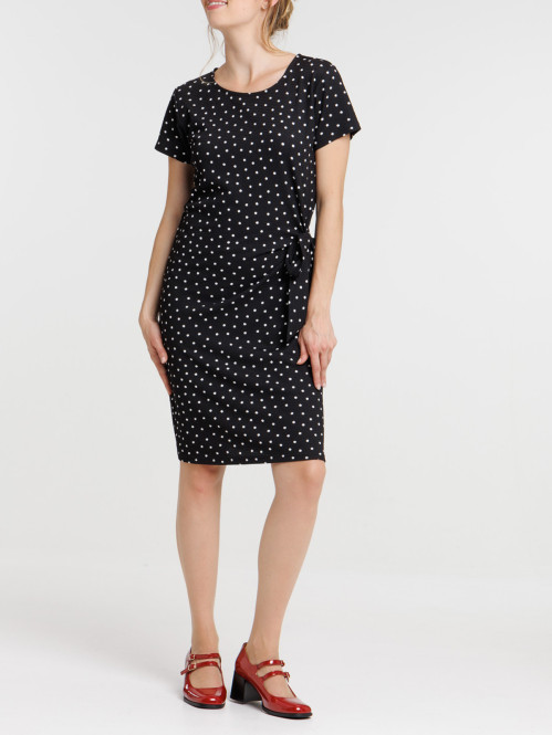 Robe noire imprimée à pois...