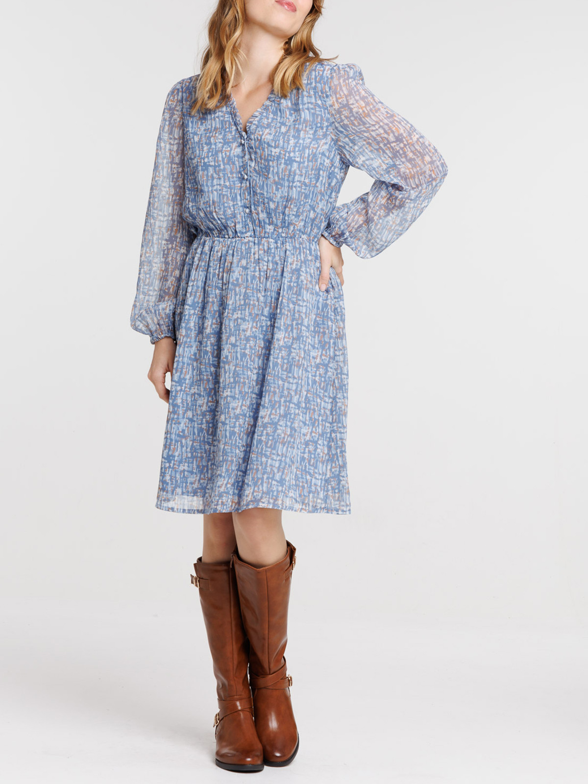 Robe voile imprimée graphique femme Robe voile imprimée graphique femme