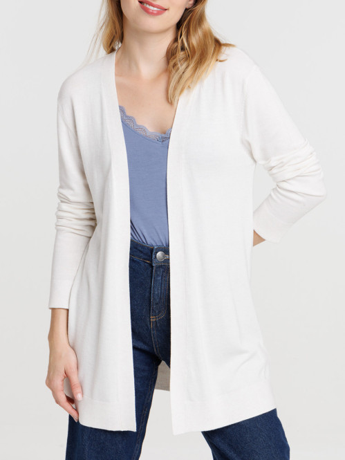 Gilet ouvert beige chiné femme