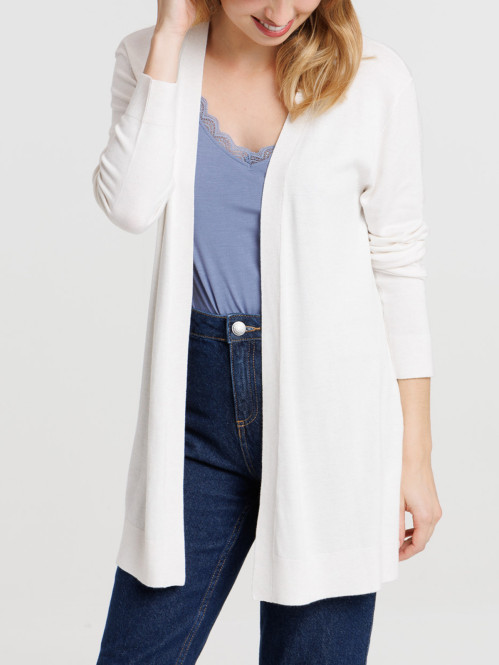 Gilet ouvert beige chiné femme