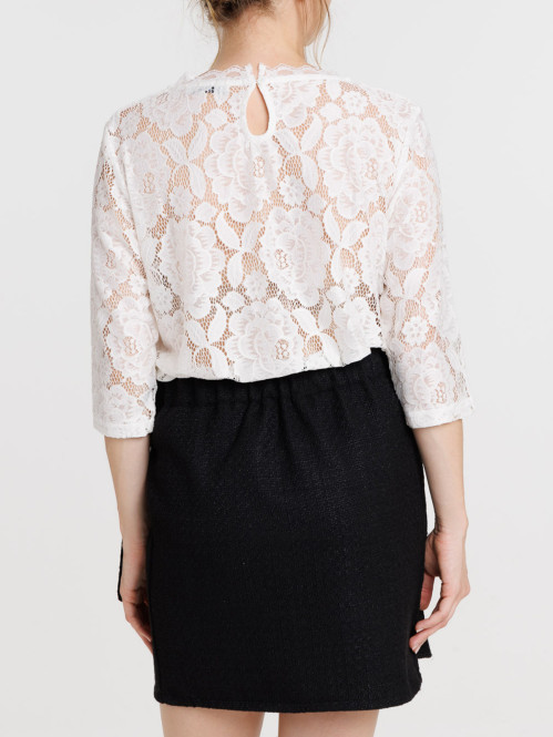 T-shirt dentelle blanc...