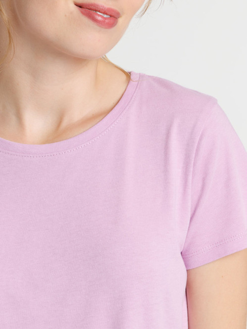 Tee-shirt col rond parme femme
