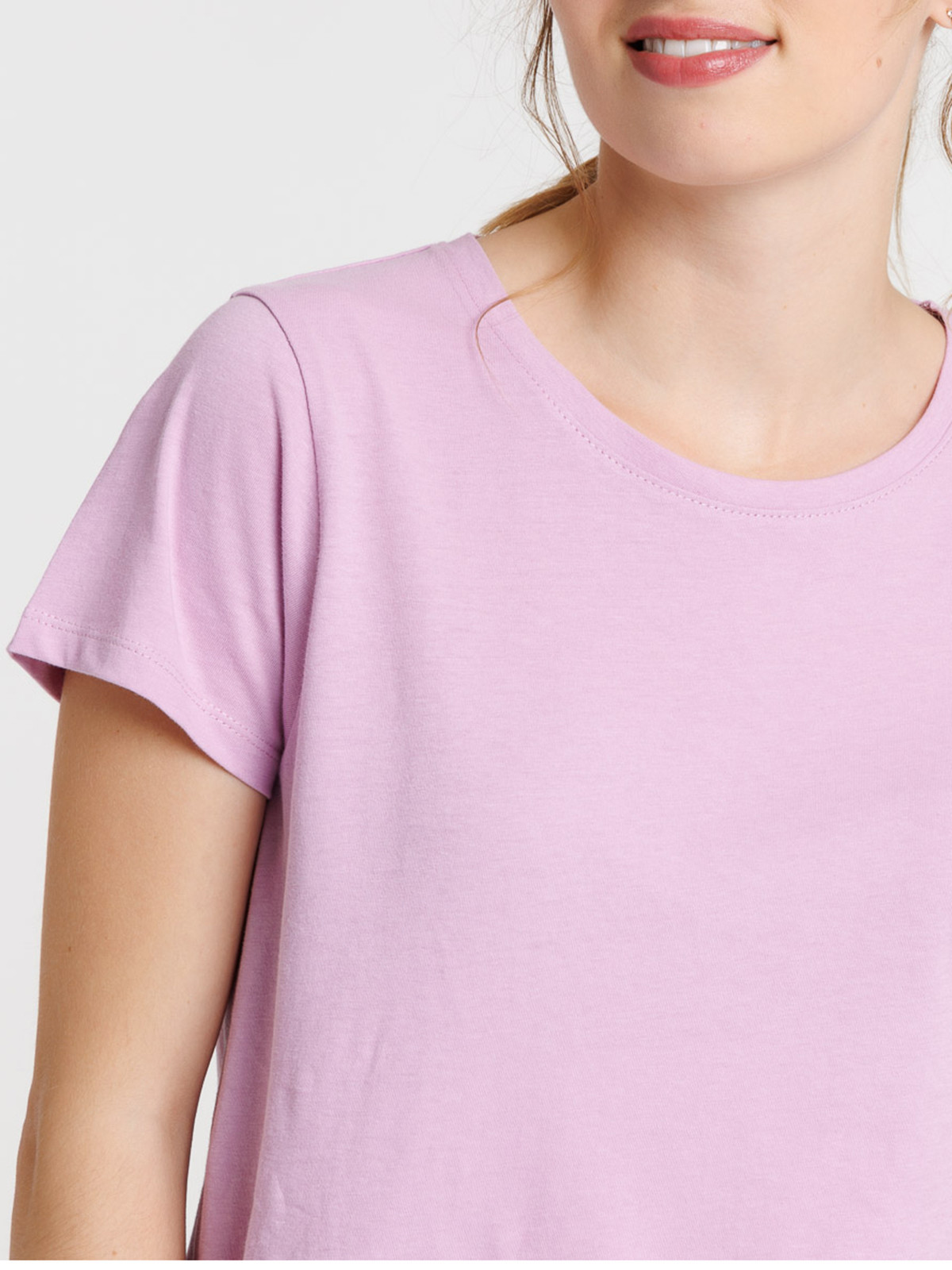 Tee-shirt col rond parme femme
