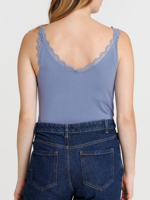 Débardeur col V dentelle femme