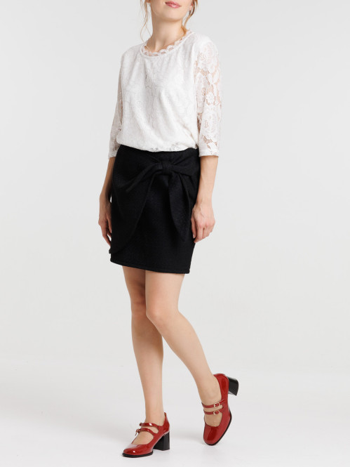 Jupe tweed noire femme