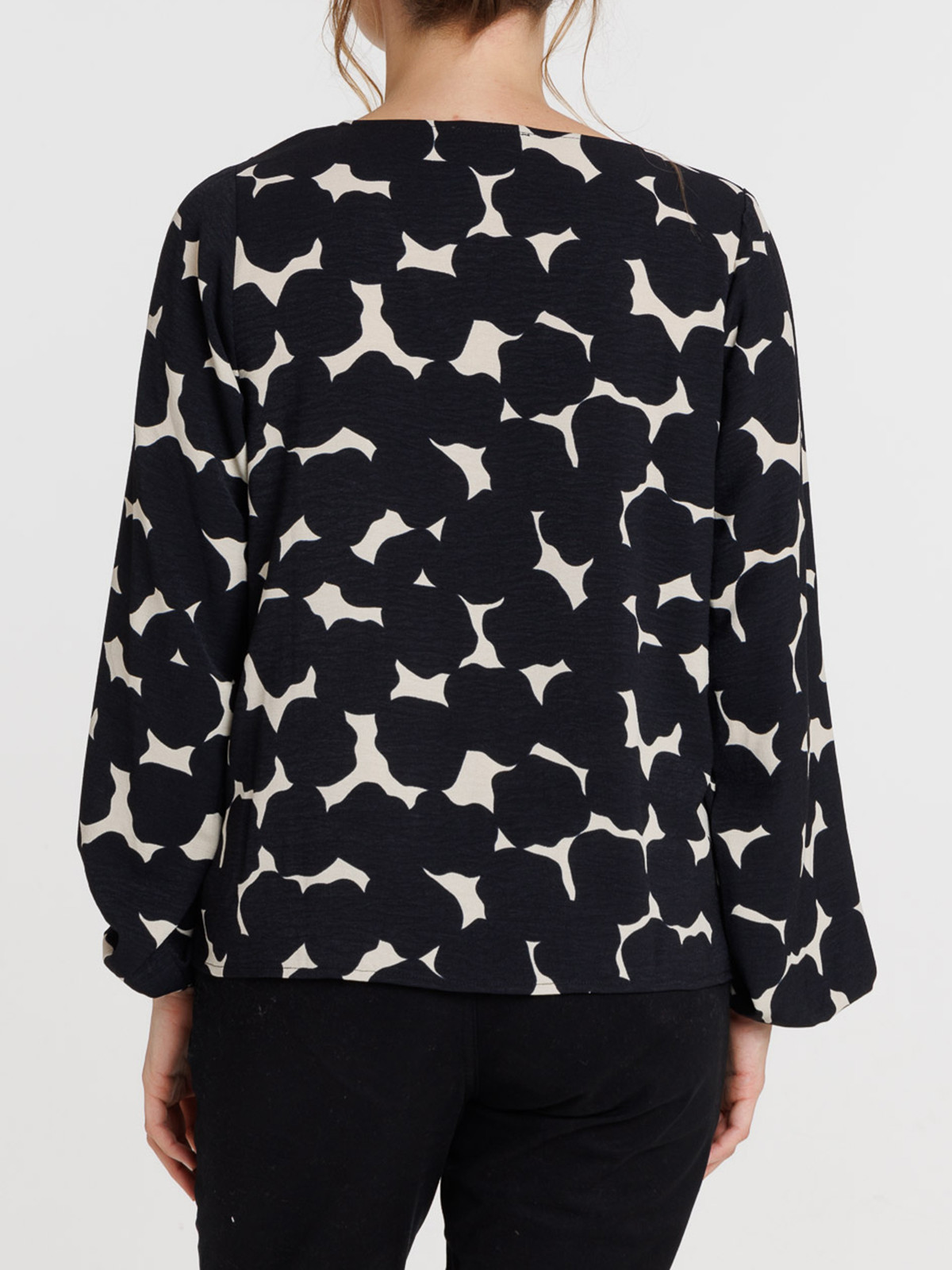 Chemise noire imprimée graphique femme