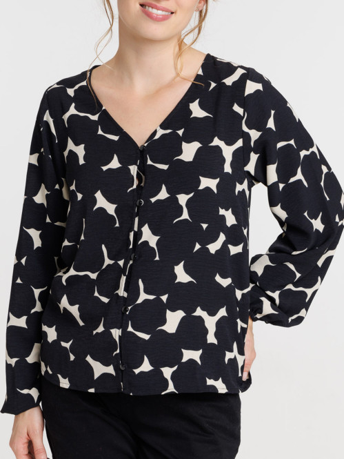 Chemise noire imprimée...