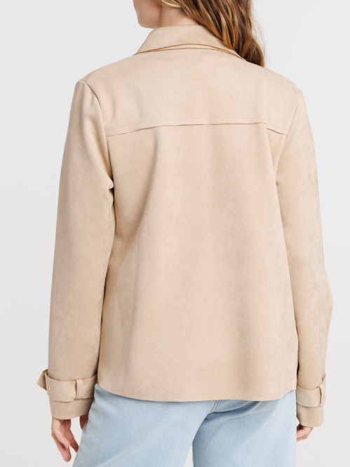 Trench court suédine beige femme Trench court suédine beige femme