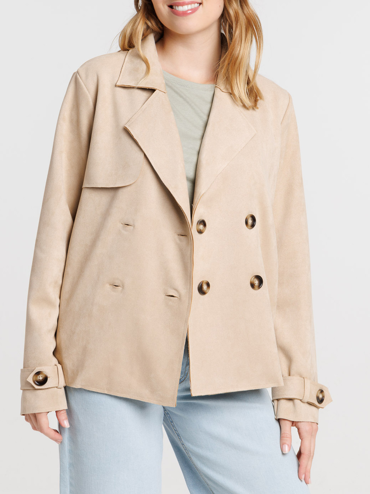 Trench court suédine beige femme Trench court suédine beige femme