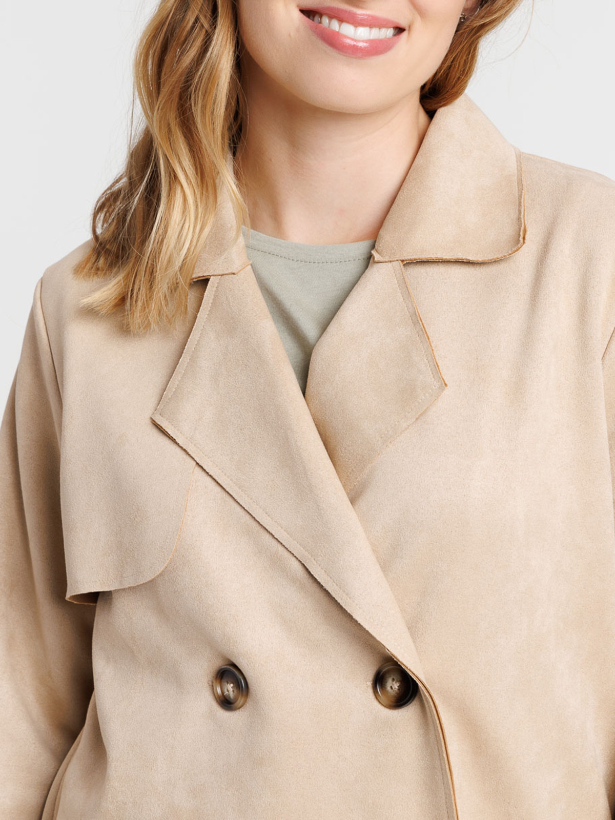 Trench court suédine beige femme Trench court suédine beige femme