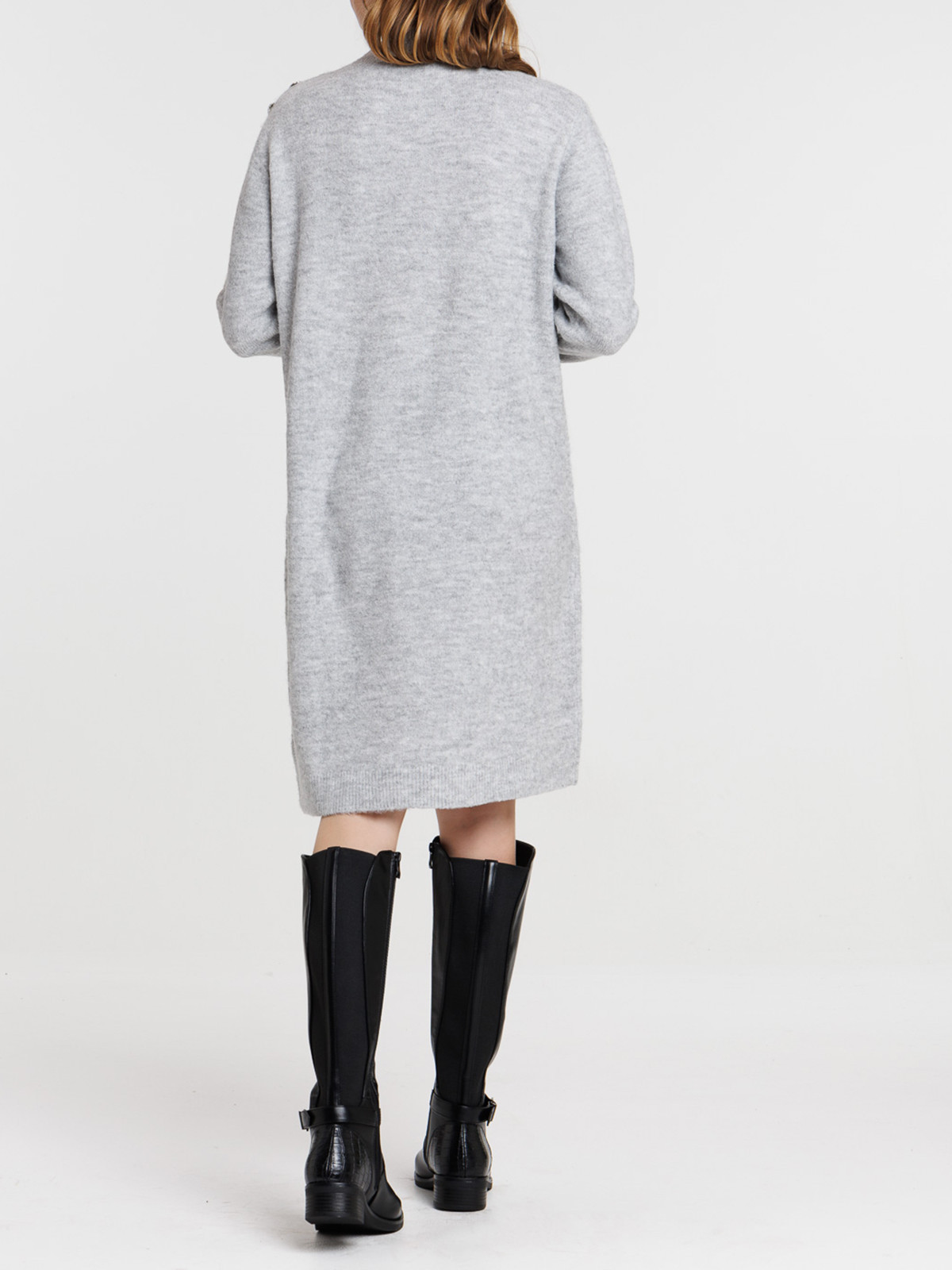 Robe tricot gris clair chiné femme