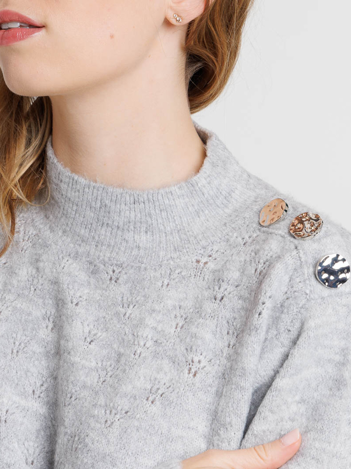 Robe tricot gris clair chiné femme