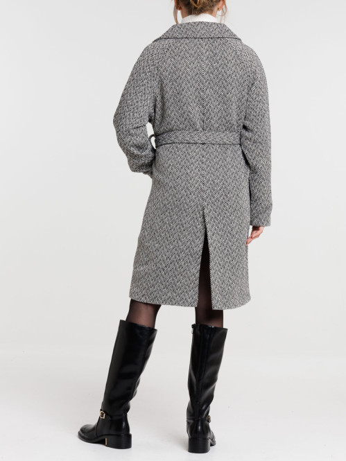 Manteau noir long chevrons...