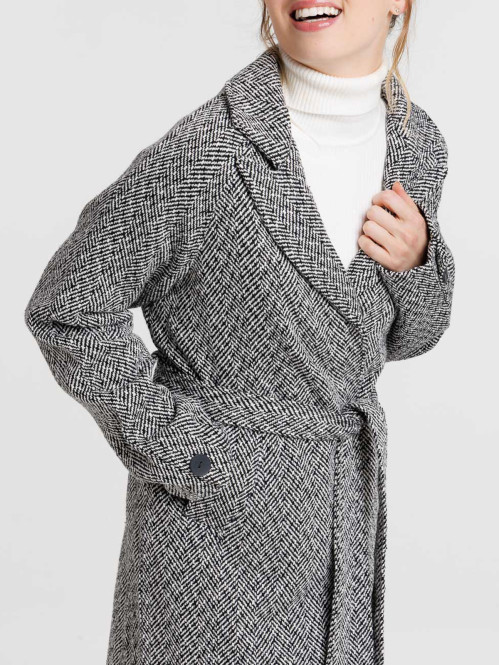 Manteau noir long chevrons...