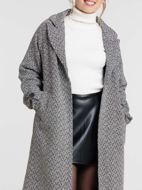 Manteau noir long chevrons...