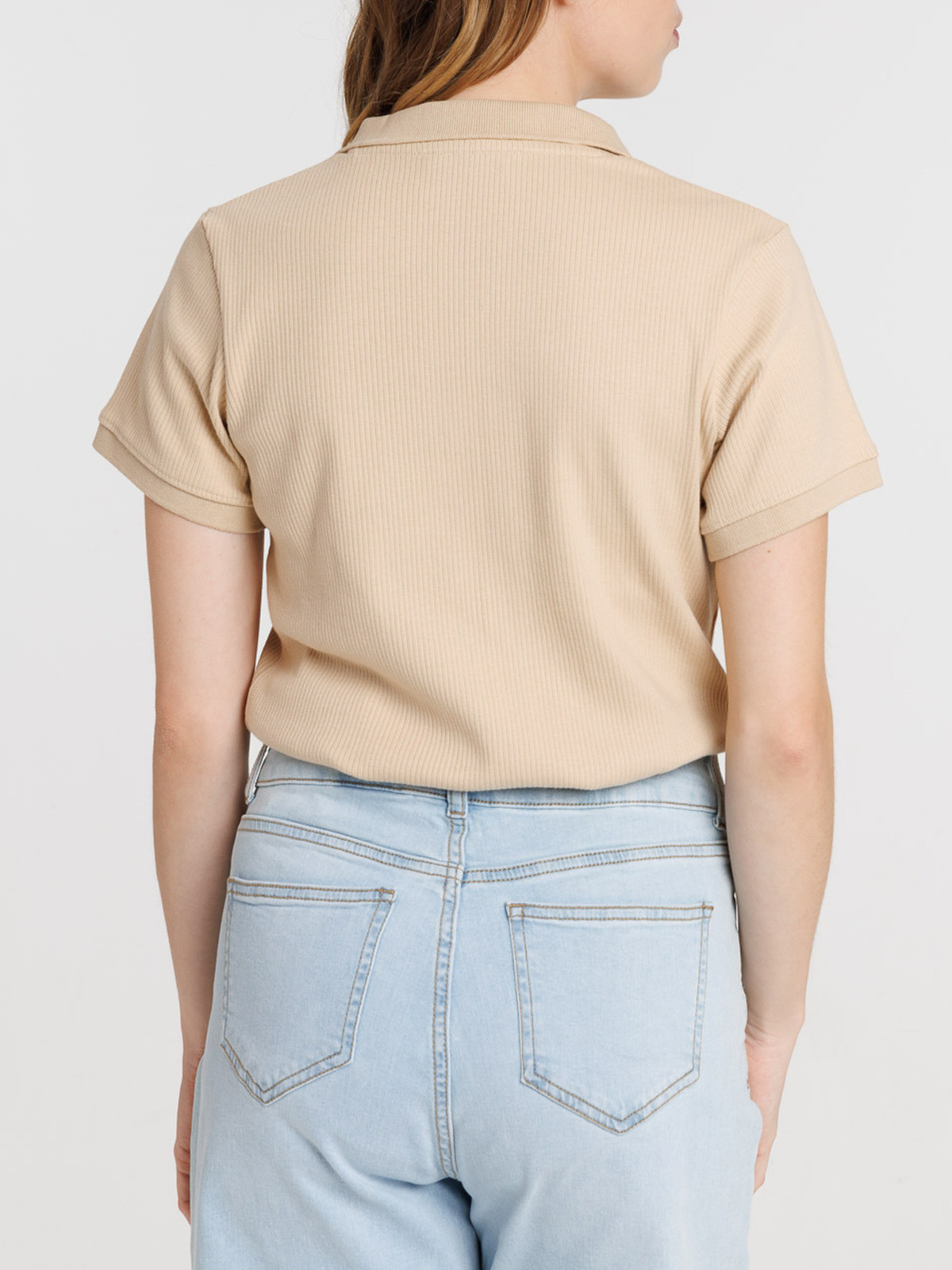 Polo beige côtelé femme