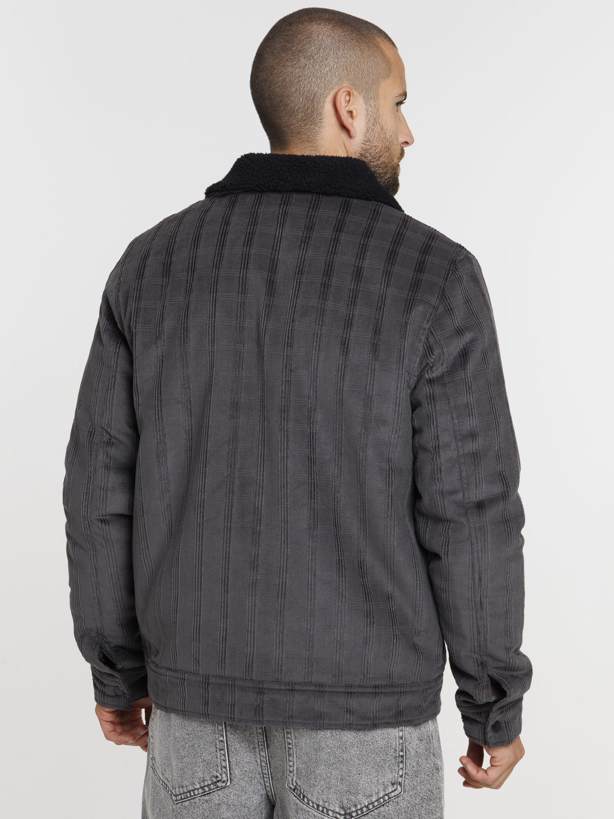 Blouson à carreaux col sherpa homme Blouson à carreaux col sherpa homme