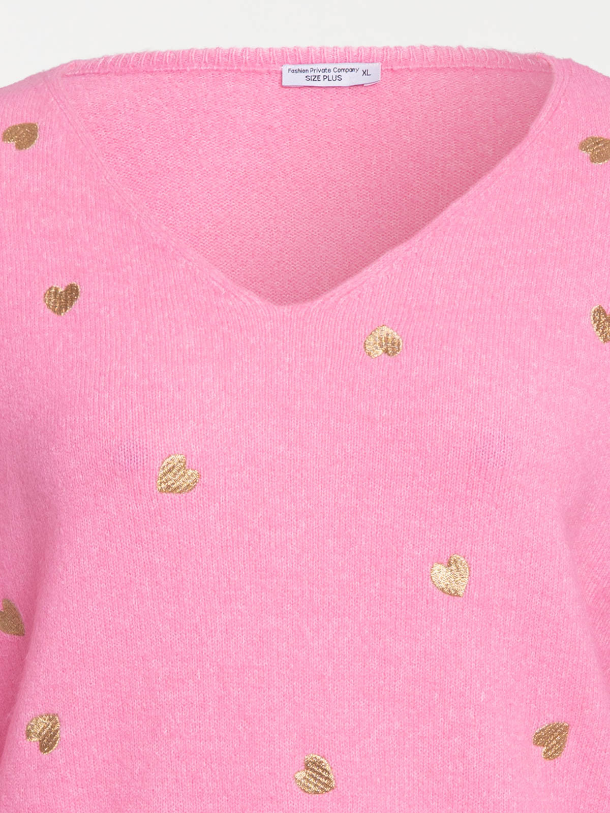 Pull coeurs brodés grande taille femme