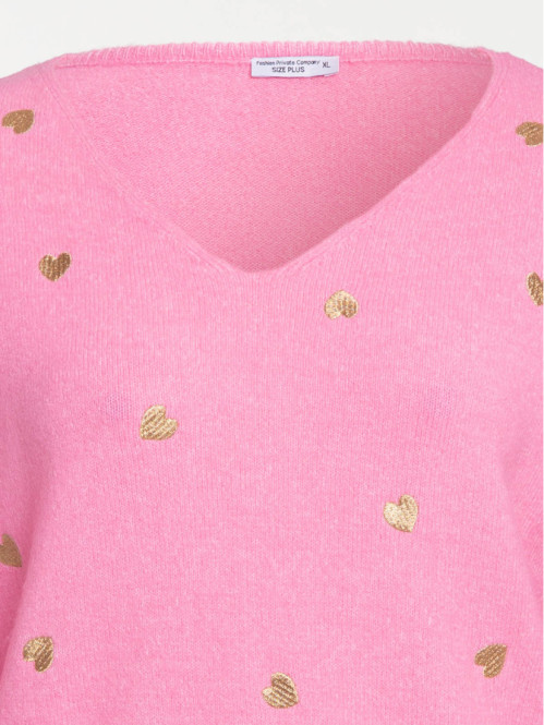Pull coeurs brodés grande...