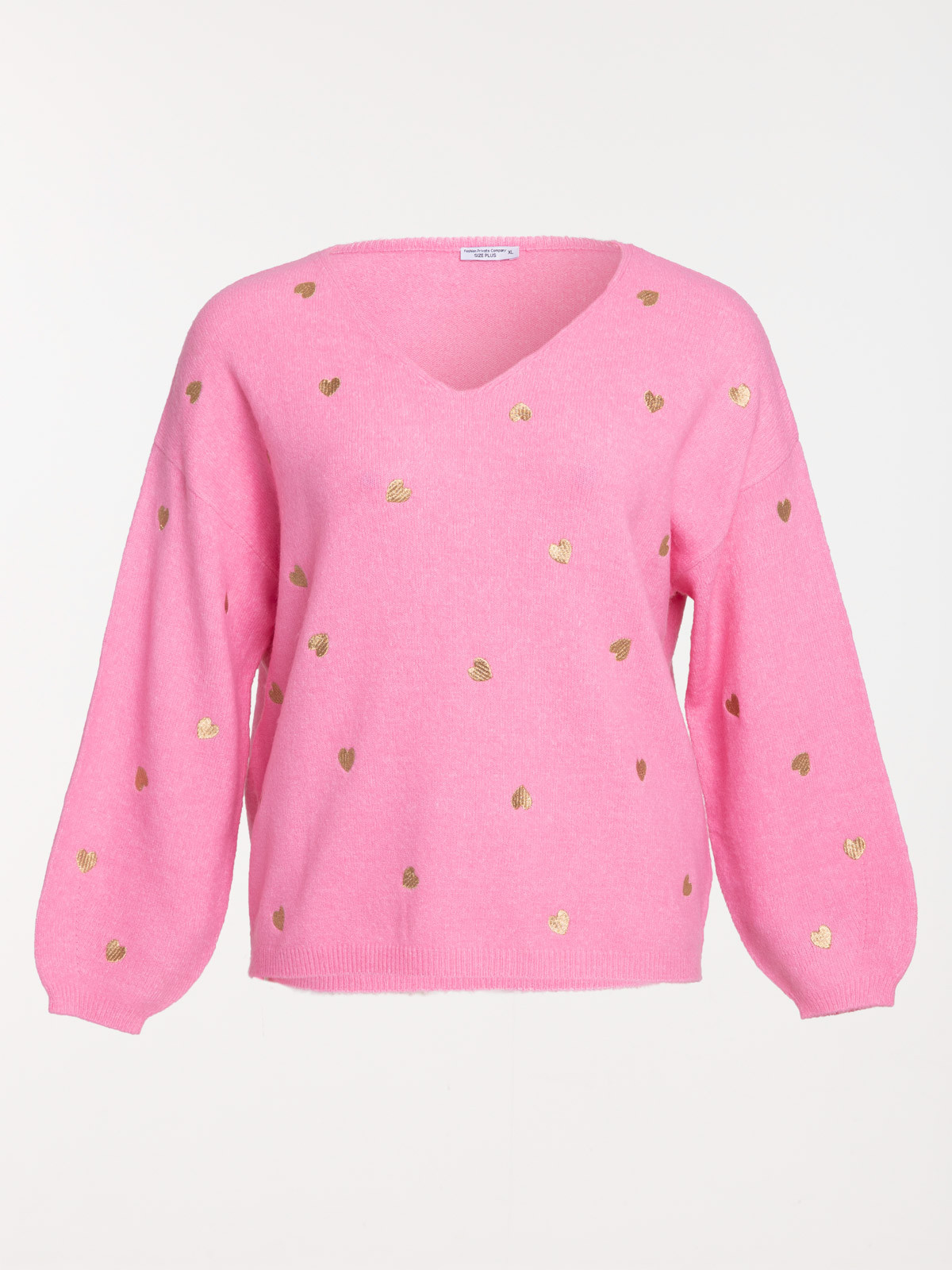 Pull coeurs brodés grande taille femme