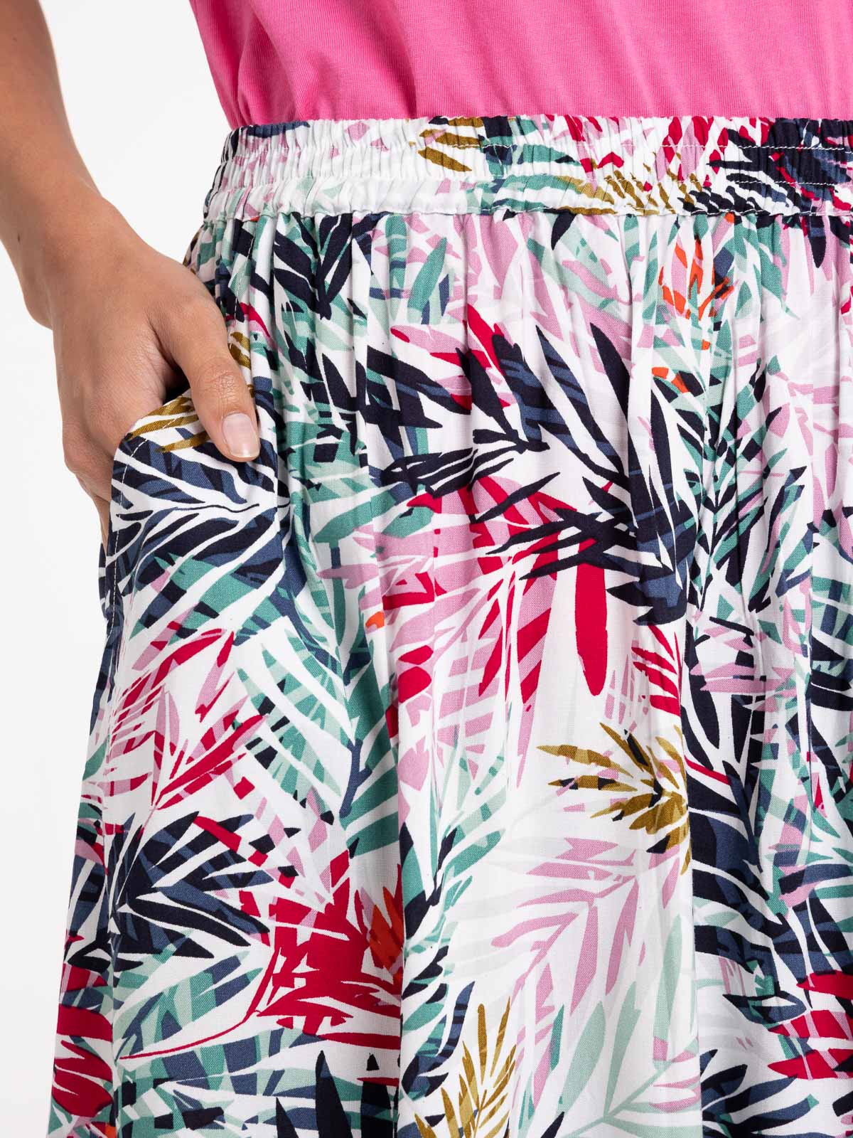 Jupe motif feuillage femme