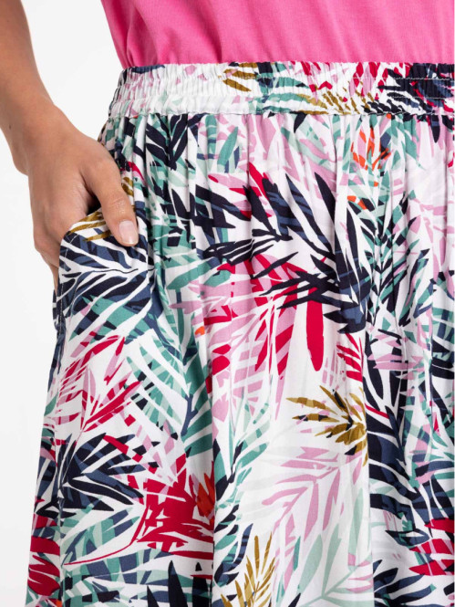 Jupe motif feuillage femme