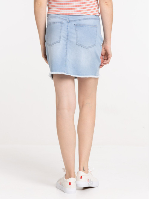 Jupe denim bleached femme