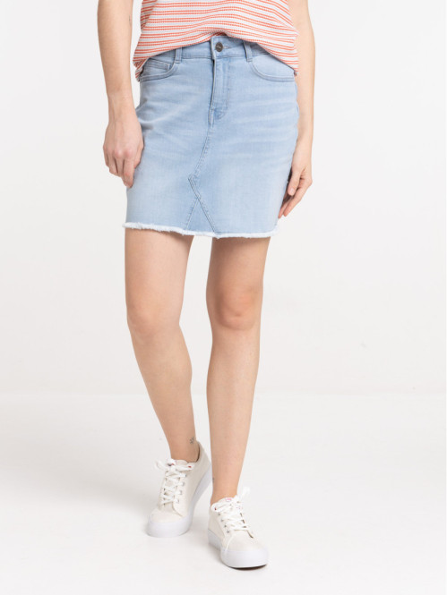 Jupe denim bleached femme