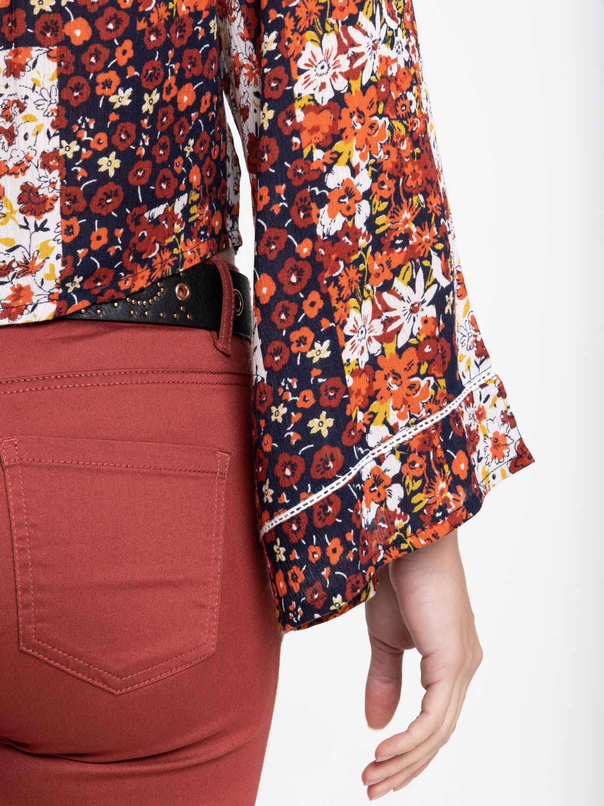 Chemise fleurie manches évasées femme Chemise fleurie manches évasées femme
