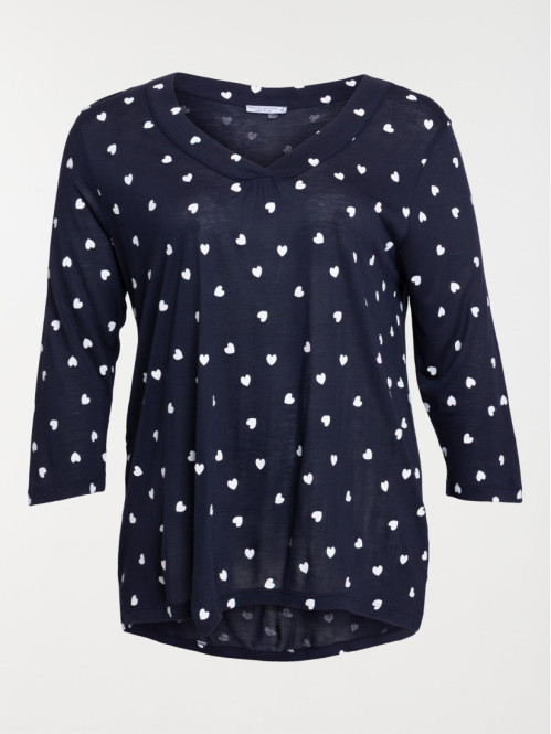 T-shirt col V coeurs grande...