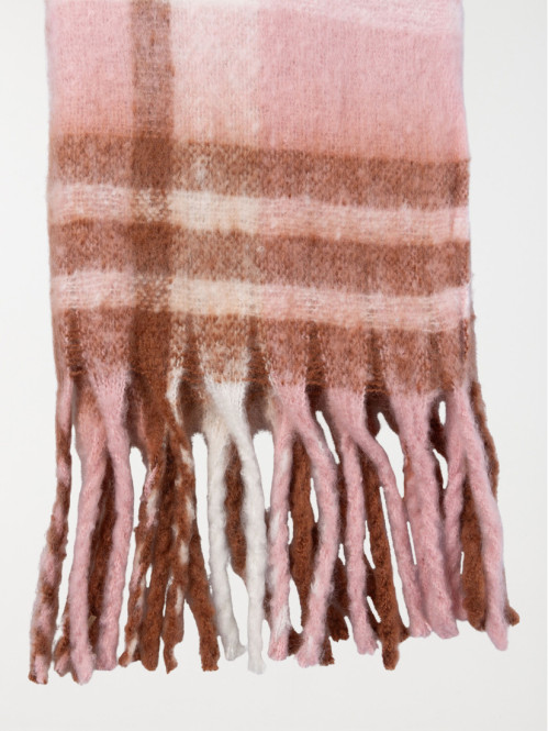 Echarpe femme à carreaux rose 