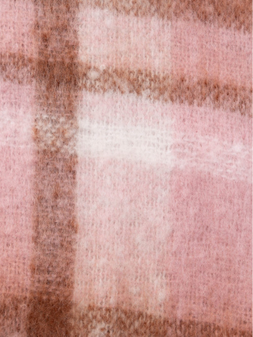 Echarpe femme à carreaux rose 