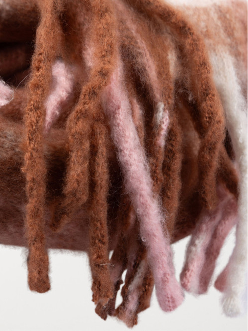 Echarpe femme à carreaux rose 