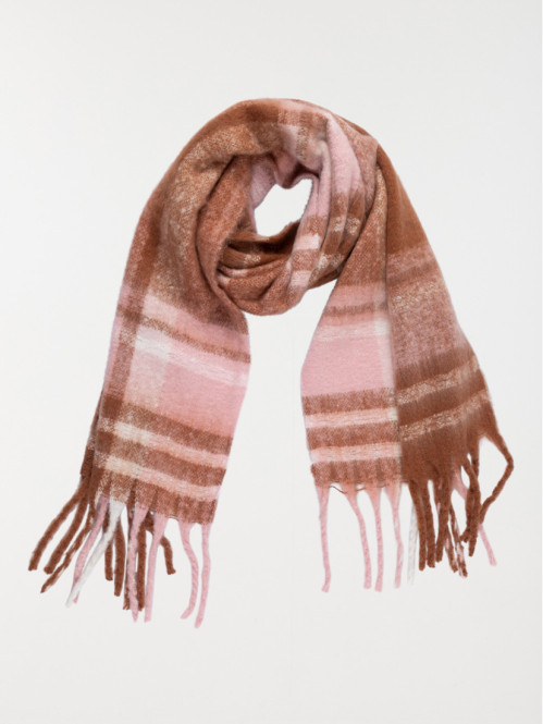 Echarpe femme à carreaux rose 
