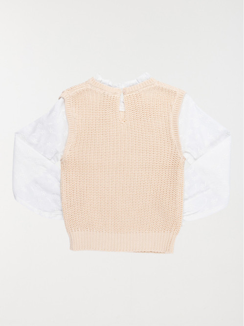 Pull 2 en 1 fille beige...