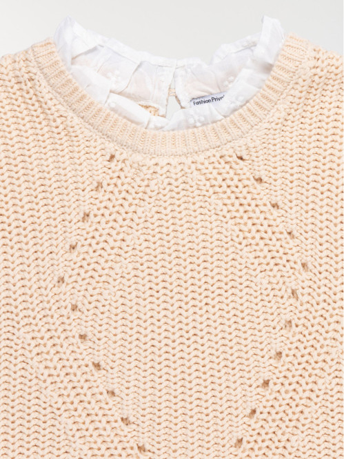 Pull 2 en 1 fille beige...