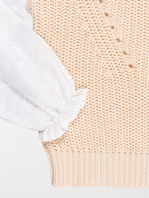 Pull 2 en 1 fille beige...