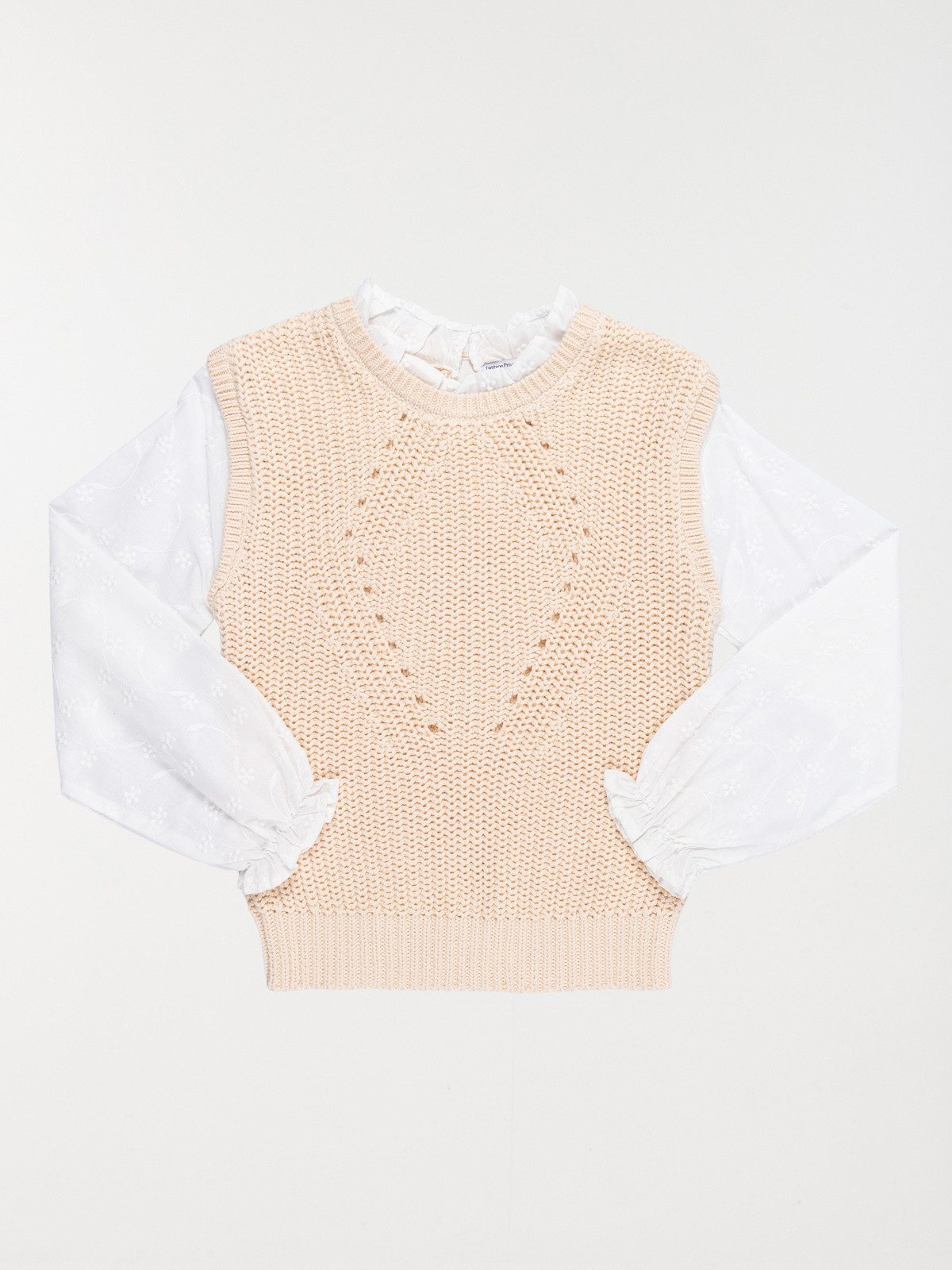 Pull 2 en 1 fille beige rosé (3-12A) Pull 2 en 1 fille beige rosé (3-12A)