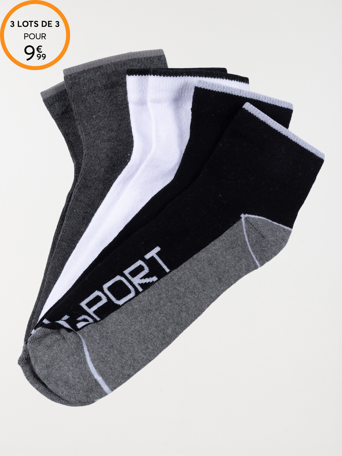 Lot 3 paires chaussettes sport homme