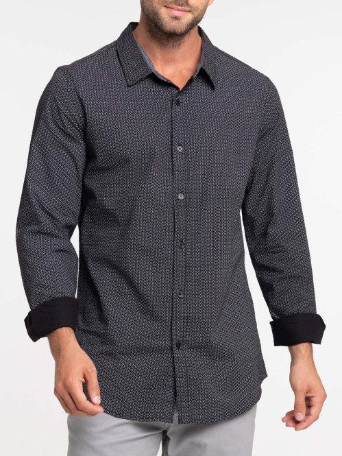 Chemise imprimée homme noir